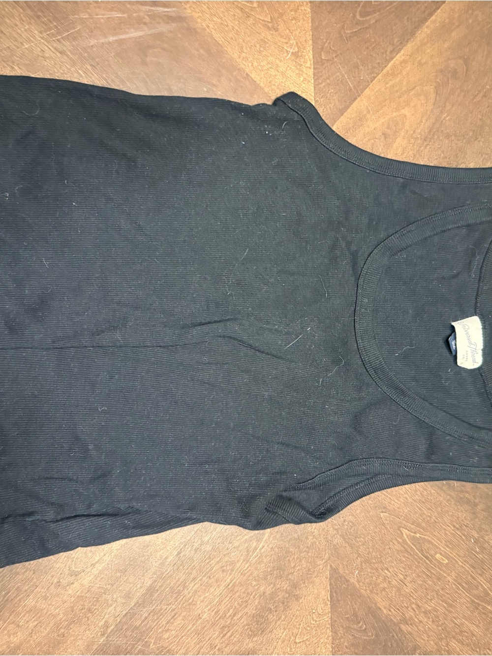 American Threads Black Ribbed Tank Top